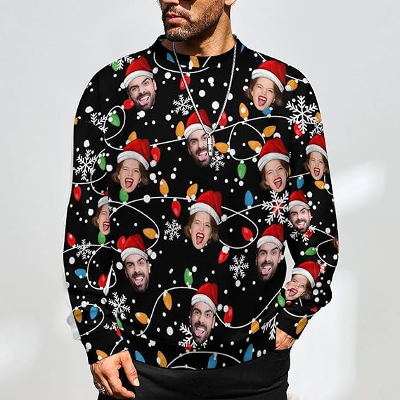 Xmas Special-Custom Face Mens Ugly Christmas Sweater Personalized Face Sweatshirt