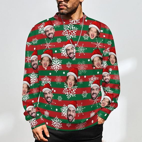 Xmas Special-Custom Face Mens Ugly Christmas Sweater Personalized Face Sweatshirt