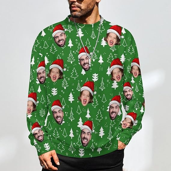 Xmas Special-Custom Face Mens Ugly Christmas Sweater Personalized Face Sweatshirt For Him