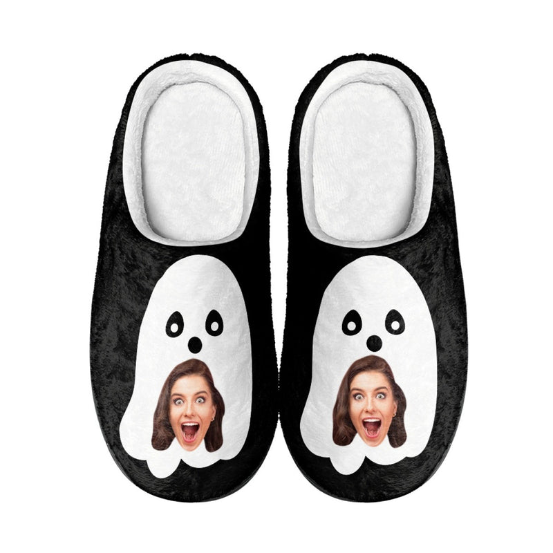 Halloween Custom Face Skeleton Cotton Slippers For Adult&Kids Personalized Non-Slip Slippers Warm House Shoes