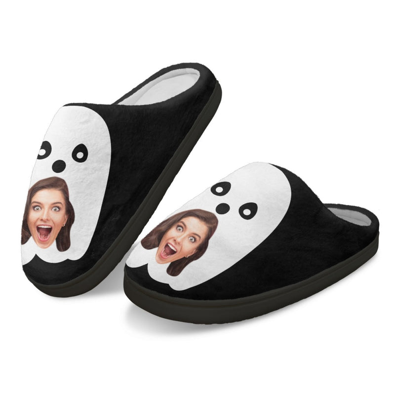 Halloween Custom Face Skeleton Cotton Slippers For Adult&Kids Personalized Non-Slip Slippers Warm House Shoes