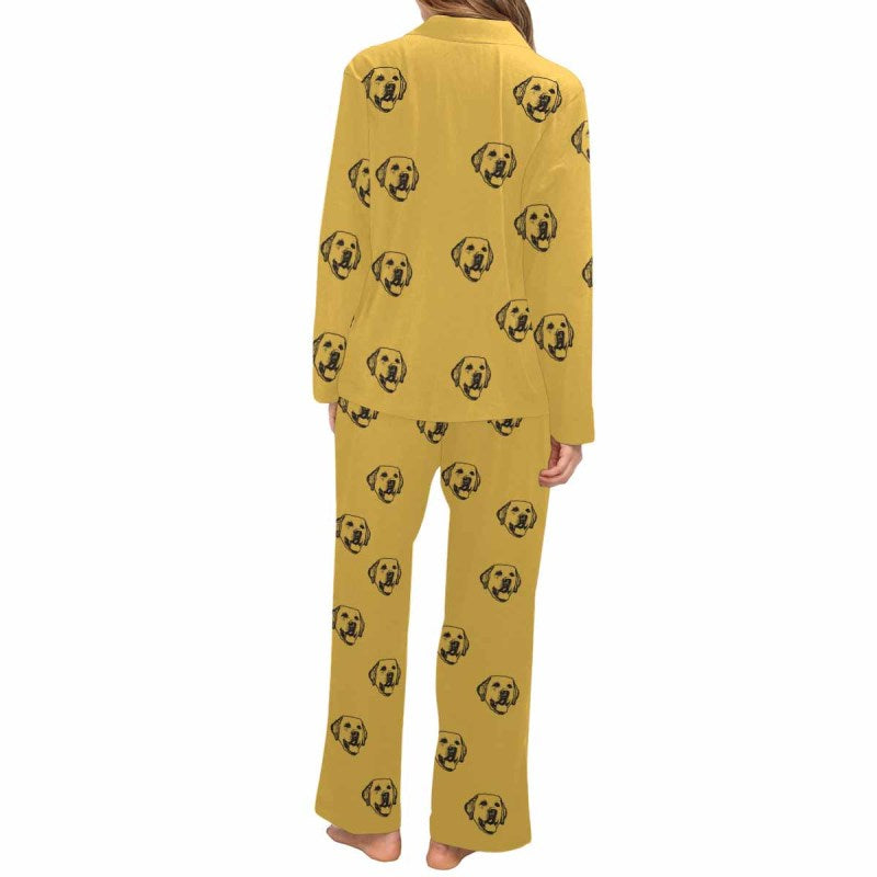 [Up To 5 Faces] Custom Face Profile Pajama Sets Women's Personalized Sleepwear Face Pajamas