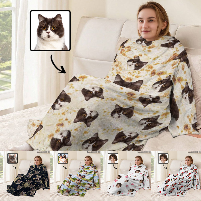 Custom Face Flannel Covered Robe Unisex Blanket Sleepwear Personalized Pajama