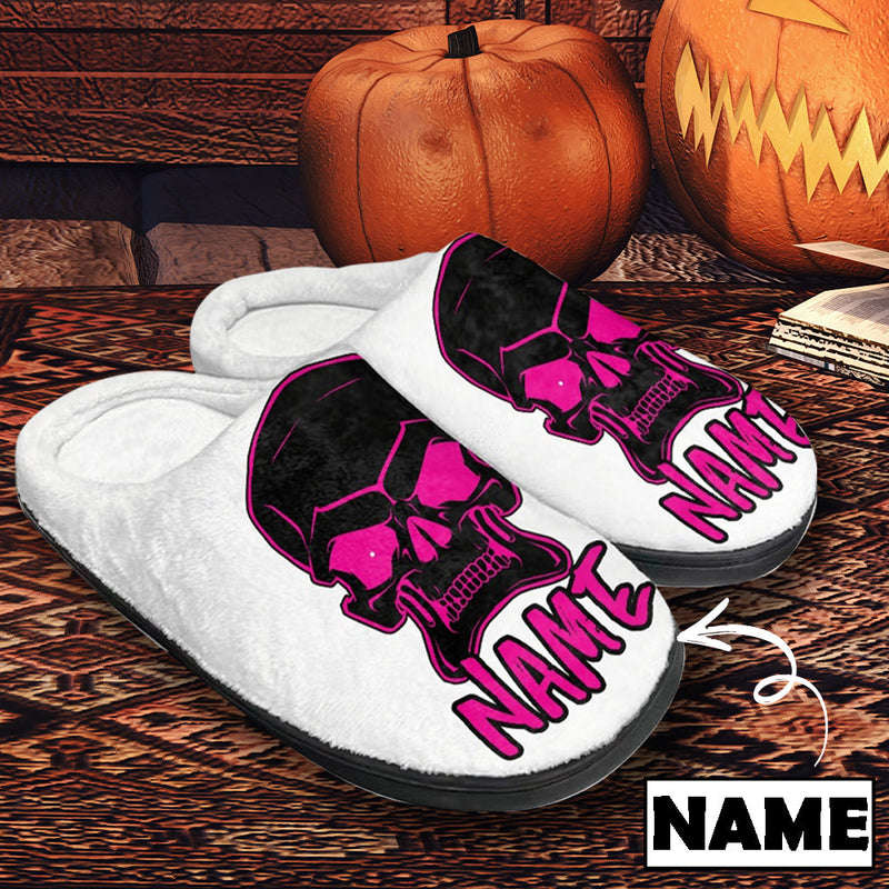 Halloween Custom Name Cotton Slippers For Adult&Kids Personalized Non-Slip Slippers Warm House Shoes