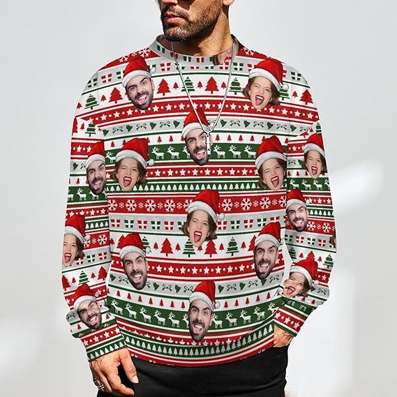 Xmas Special-Custom Face Mens Ugly Christmas Sweater Personalized Face Sweatshirt For Him