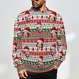 Xmas Special-Custom Mens Ugly Christmas Sweater Personalized Face Sweathirt Jumpers Funny Knitted Pullover Tops Xmas Novelty Sweaters