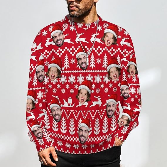 Xmas Special-Custom Face Mens Ugly Christmas Sweater Personalized Face Sweatshirt