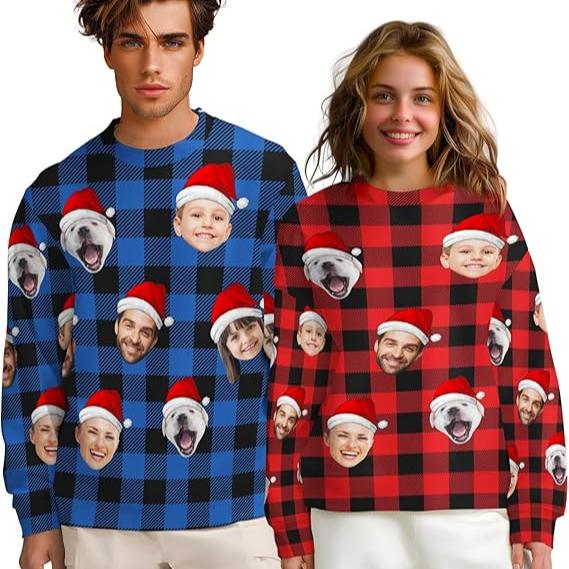 Custom Face Sweatshirts for Men Women Funny Sweatshirt Personalized Ugly Christmas Sweaters Gift