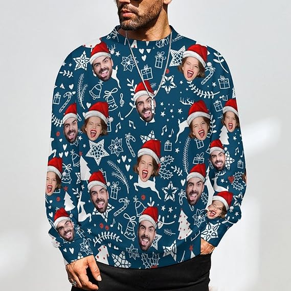 Xmas Special-Custom Face Mens Ugly Christmas Sweater Personalized Face Sweatshirt