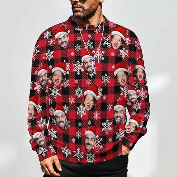 Xmas Special-Custom Face Mens Ugly Christmas Sweater Personalized Face Sweatshirt