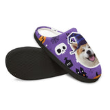 Halloween Custom Face Purple Cotton Slippers For Adult&Kids Personalized Non-Slip Slippers Warm House Shoes