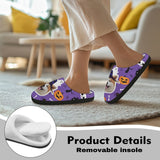 Halloween Custom Face Purple Cotton Slippers For Adult&Kids Personalized Non-Slip Slippers Warm House Shoes