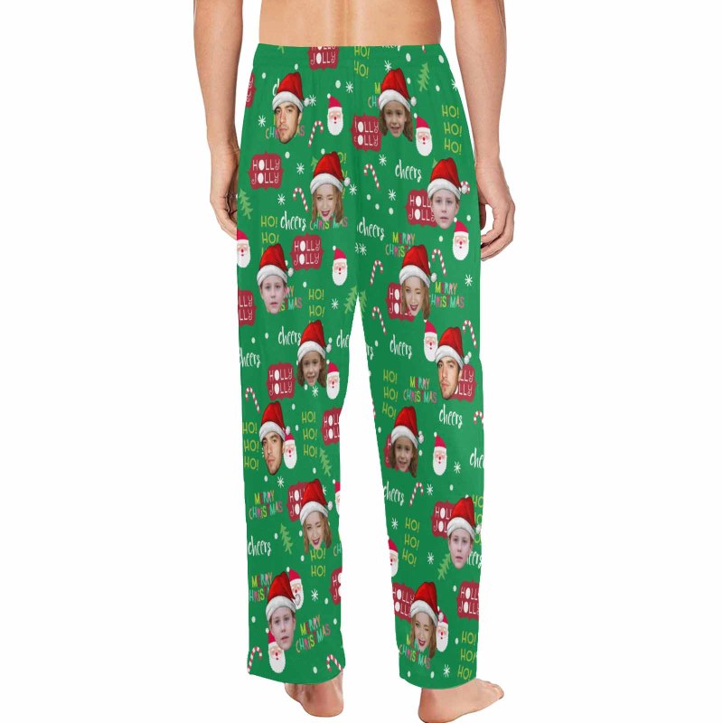 Custom Face Pajamas Green Soft Pajama Pants For Christmas Pajama Pants with Faces