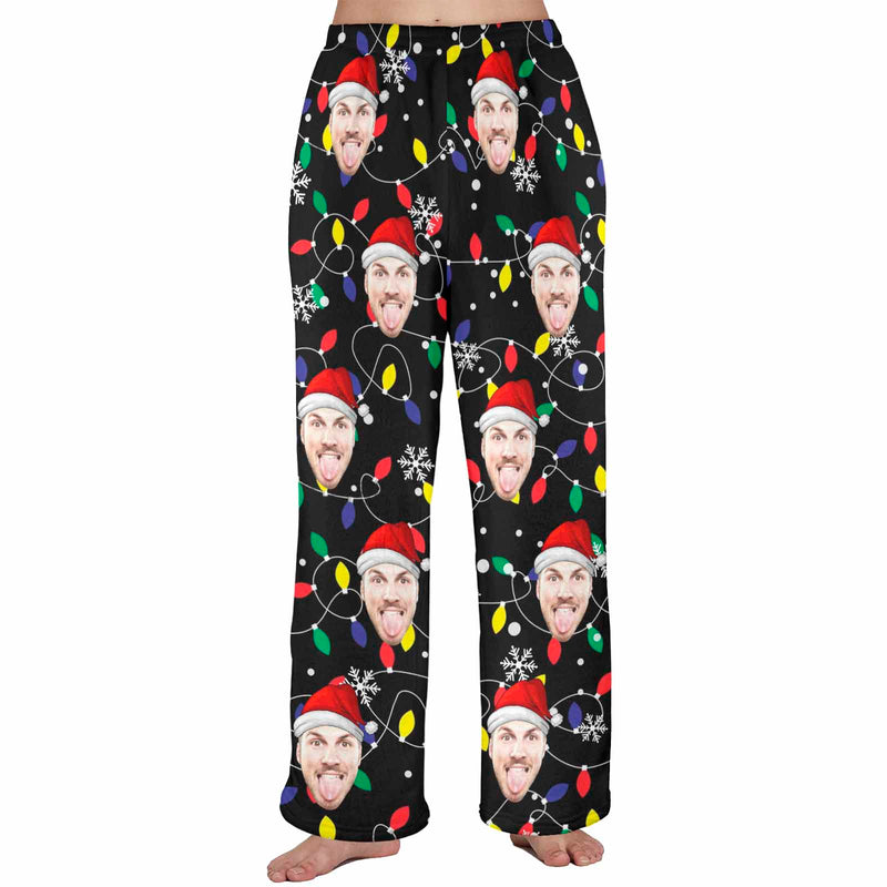 Flannel Pajama Pants Coral Fleece Custom Face Pajamas Black Soft Pajama Pants For Christmas