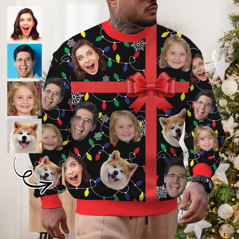 Custom Face Gift Sweater for Family Christmas Ugly Sweater Xmas Party  Personalized Photo Ugly Sweater