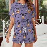 Custom Face Pajama Bats Women's Short Sleeve Loungewear Halloween Pajama Set