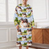 Custom Face Flannel Covered Robe Unisex Blanket Sleepwear Personalized Pajama