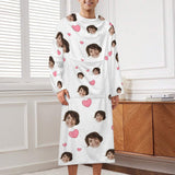 Custom Face Flannel Covered Robe Unisex Blanket Sleepwear Personalized Pajama