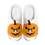 Halloween Custom Pet Face Cotton Slippers For Adult&Kids Personalized Non-Slip Slippers Warm House Shoes