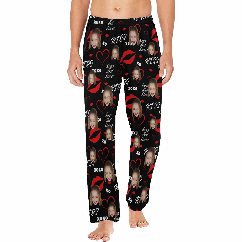 Custom Face Pajama Pants Lips Sleepwear for Women & Men Valentine's Day Gift For Her Him