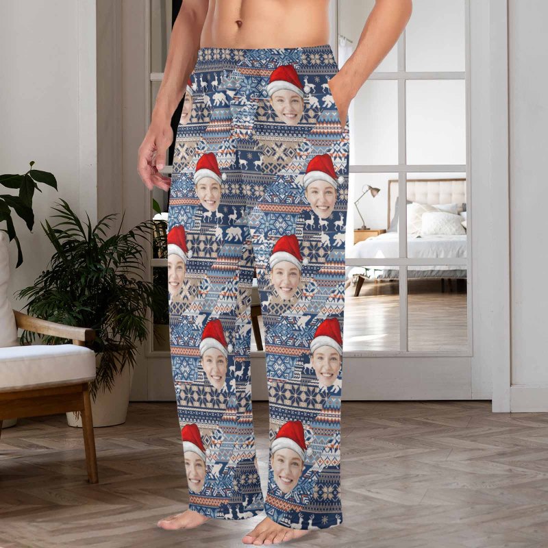 Flannel Pajama Pants Coral Fleece Custom Face Pajamas Grey Soft Pajama Pants For Christmas