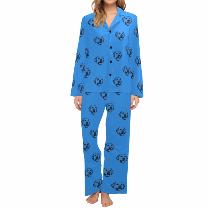 [Up To 5 Faces] Custom Face Profile Pajama Sets Women's Personalized Sleepwear Face Pajamas