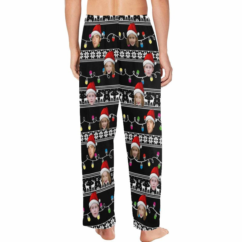 Custom Face Pajamas Black Soft Pajama Pants For Christmas Pajama Pants with Faces