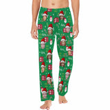 Custom Face Pajamas Green Soft Pajama Pants For Christmas Pajama Pants with Faces