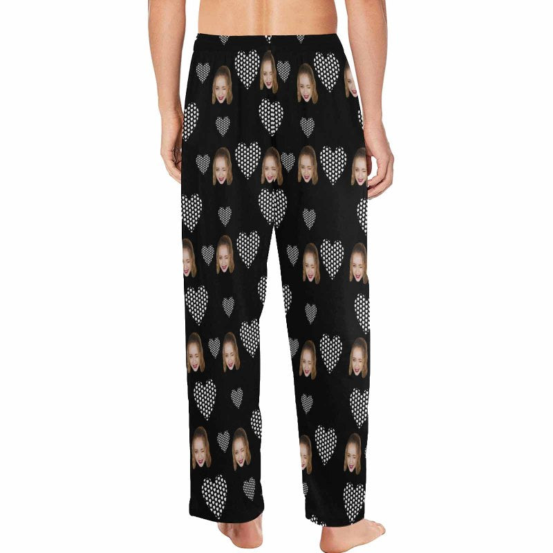 Custom Face Pajama Pants Hearts Sleepwear for Women & Men Valentine's Day Gift For Her Him