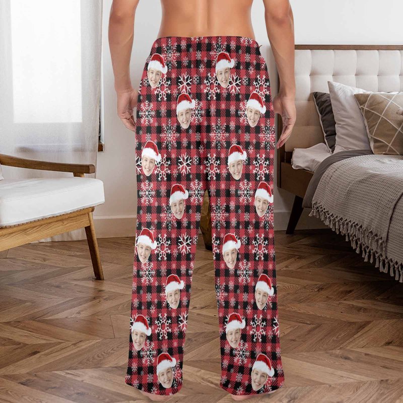 Flannel Pajama Pants Coral Fleece Custom Face Pajamas Plaids Soft Pajama Pants For Christmas