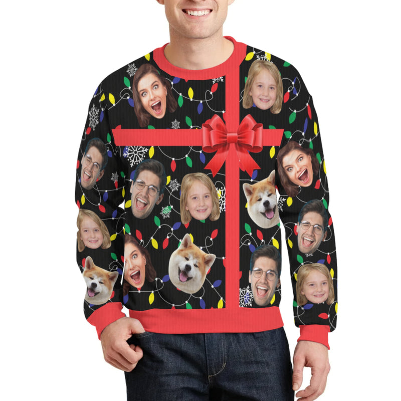 Custom Face Gift Sweater for Family Christmas Ugly Sweater Xmas Party  Personalized Photo Ugly Sweater