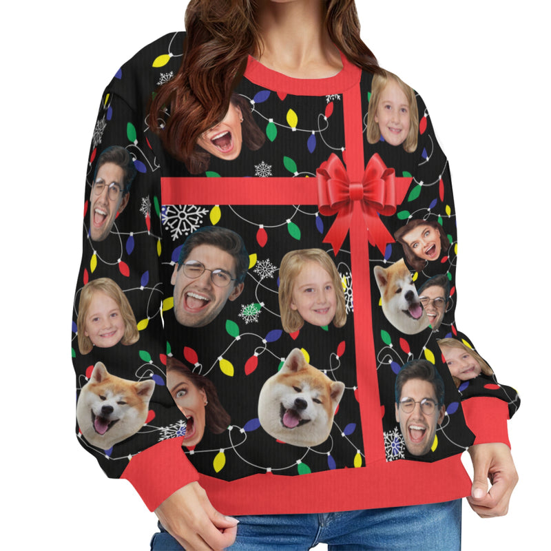 Custom Face Gift Sweater for Family Christmas Ugly Sweater Xmas Party  Personalized Photo Ugly Sweater