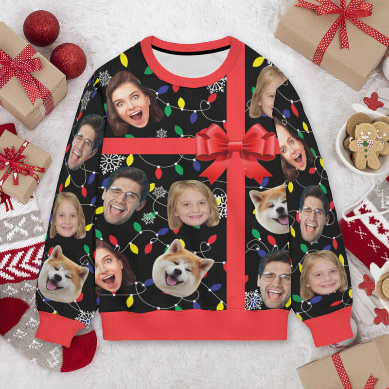 Custom Face Gift Sweater for Family Christmas Ugly Sweater Xmas Party  Personalized Photo Ugly Sweater