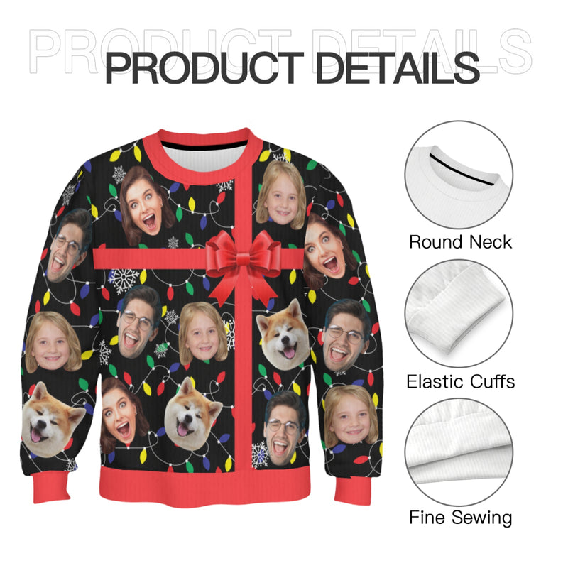 Custom Face Gift Sweater for Family Christmas Ugly Sweater Xmas Party  Personalized Photo Ugly Sweater