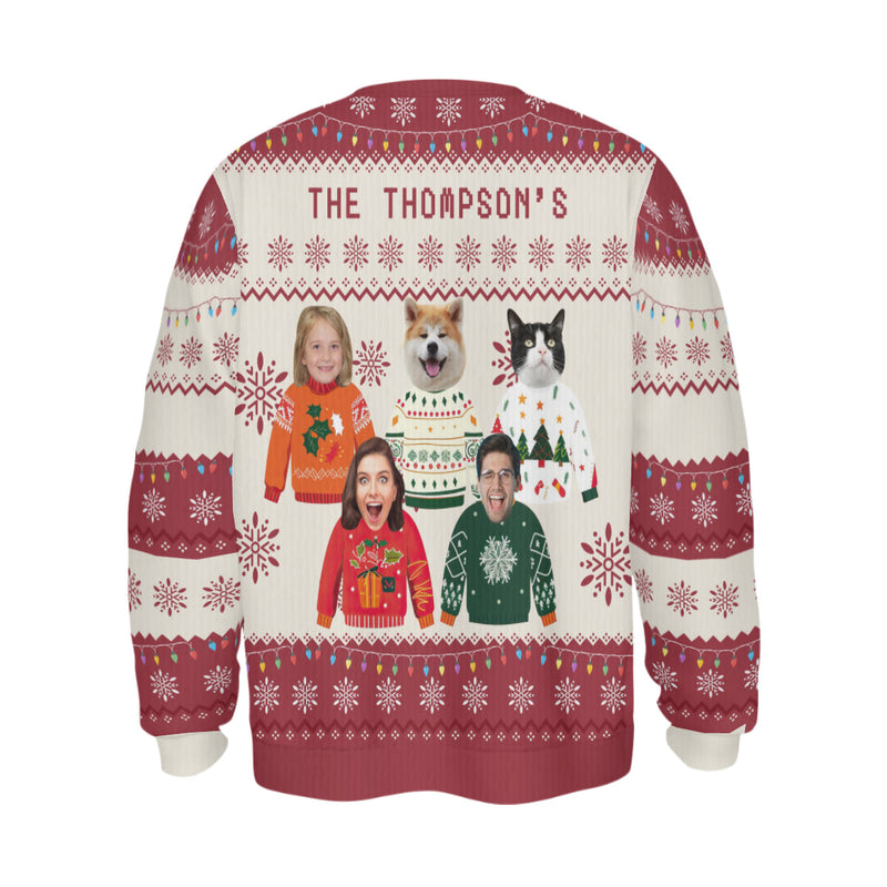 Custom 5 Photos Sweater for Family Christmas Ugly Sweater Xmas Party