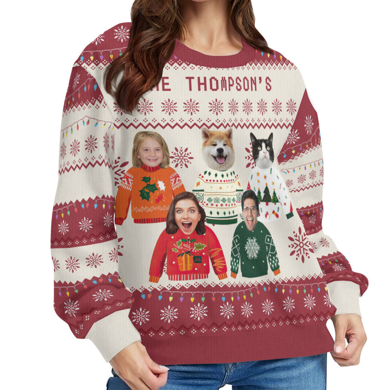 Custom 5 Photos Sweater for Family Christmas Ugly Sweater Xmas Party