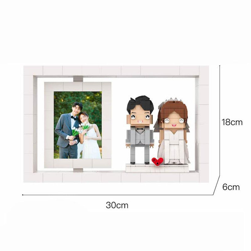 Full Body Customizable 2 People Custom Brick Figures Photo Frame Small Particle Block Home Decor Brick Me Figures