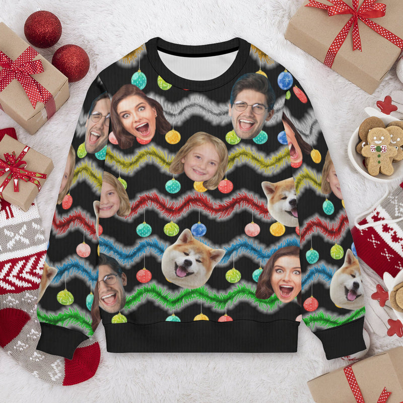 Custom Face Christmas Ribbon Sweater for Family Christmas Ugly Sweater Xmas Party