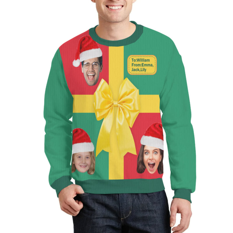 Custom Face Gift Sweater for Family Christmas Ugly Sweater Xmas Party  Personalized Photo Ugly Sweater