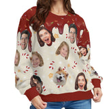 Custom Face Cake Sweater for Family Christmas Ugly Sweater Xmas Party Personalized Photo Ugly Sweater