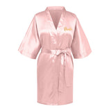 Custom Text&Photo Women's Imitation Silk Nightgown Short Satin Robe for Wedding Bridal Birthday Party