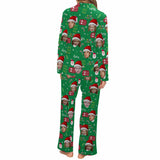 Custom Face Pajamas Sets Green Christmas Family Matching Nightwear Custom Pjs