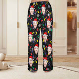 Flannel Pajama Pants Coral Fleece Custom Face Pajamas Black Soft Pajama Pants For Christmas