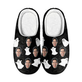 Halloween Custom Face Ghost Cotton Slippers For Adult&Kids Personalized Non-Slip Slippers Warm House Shoes