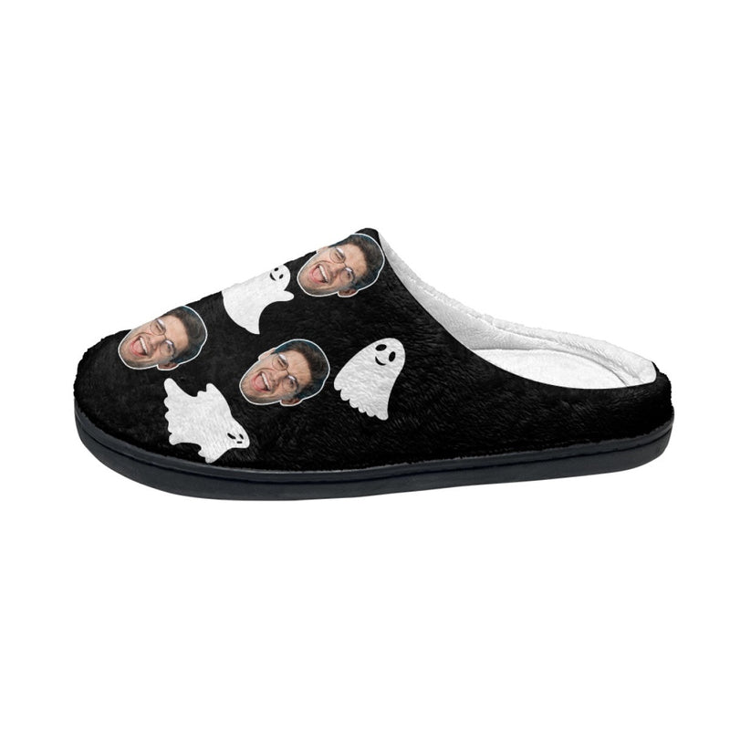 Halloween Custom Face Ghost Cotton Slippers For Adult&Kids Personalized Non-Slip Slippers Warm House Shoes