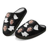 Halloween Custom Face Ghost Cotton Slippers For Adult&Kids Personalized Non-Slip Slippers Warm House Shoes