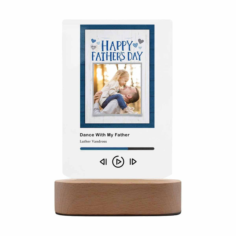 Custom Photo&Song Title&Artist Name Happy Father's Day Heart Clear Acrylic Music Plaque