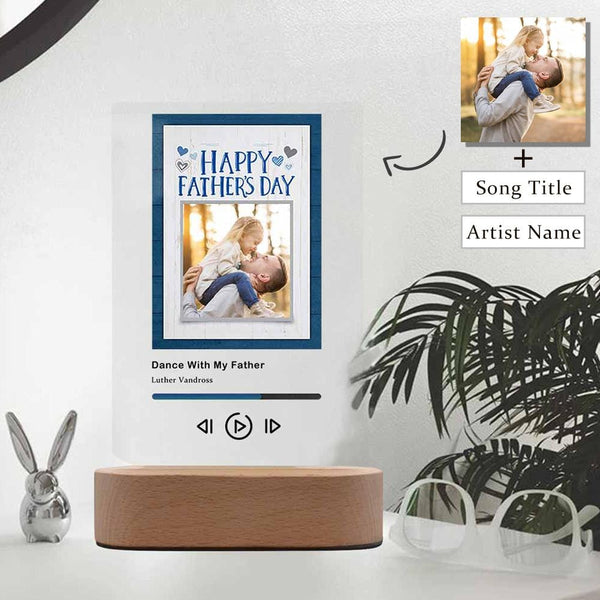 Custom Photo&Song Title&Artist Name Happy Father's Day Heart Clear Acrylic Music Plaque