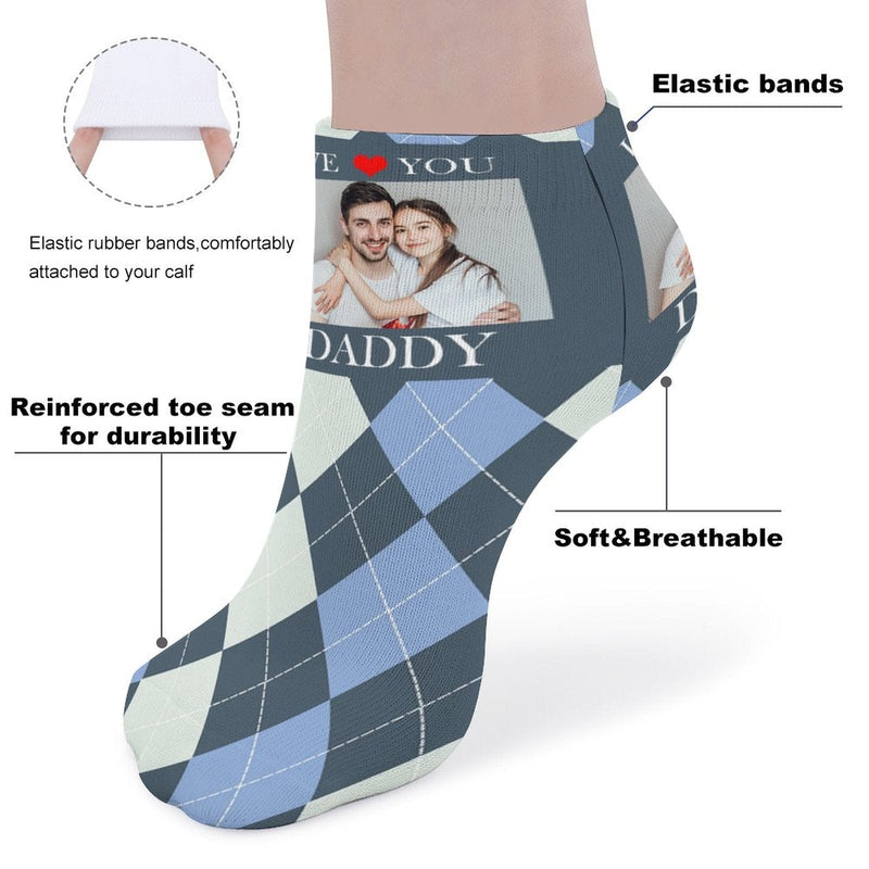 Father's Day-Custom Photo We Love You Daddy Socks Low Cut Ankle Socks