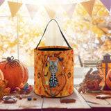 Custom Face Skull Cat Halloween Candy Bucket Halloween Basket Trick or Treat Bags Reusable Tote Bag Pumpkin Candy Gift Baskets for Kids Party